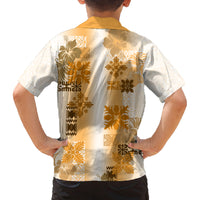 Hawaiian Quilt Family Matching Off Shoulder Long Sleeve Dress and Hawaiian Shirt Vintage Pattern Brown LT05 - Polynesian Pride