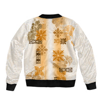 Hawaiian Quilt Sleeve Zip Bomber Jacket Vintage Pattern Brown LT05 - Polynesian Pride