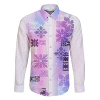 Hawaiian Quilt Family Matching Off Shoulder Short Dress and Hawaiian Shirt Vintage Pattern Galaxy LT05 Dad's Shirt - Long Sleeve Galaxy - Polynesian Pride