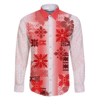 Hawaiian Quilt Family Matching Puletasi Dress and Hawaiian Shirt Vintage Pattern Red LT05 Dad's Shirt - Long Sleeve Red - Polynesian Pride