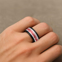 Hawaiian Quilt Spinner Ring Vintage Pattern Red - Polynesian Pride