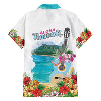 Aloha Hawaii Waikiki Beach Landscape Family Matching Off Shoulder Maxi Dress and Hawaiian Shirt
