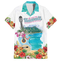 Aloha Hawaii Waikiki Beach Landscape Family Matching Short Sleeve Bodycon Dress and Hawaiian Shirt