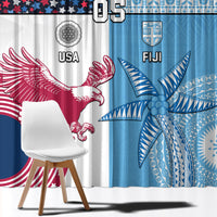 Custom Fiji And USA Palm Tree With Eagle Window Curtain LT05 - Polynesian Pride