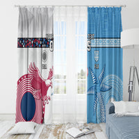 Custom Fiji And USA Palm Tree With Eagle Window Curtain LT05 - Polynesian Pride