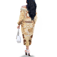 Tonga Women's Day Family Matching Off Shoulder Long Sleeve Dress and Hawaiian Shirt With Polynesian Pattern LT05 - Polynesian Pride