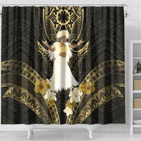 Niue Women's Day Shower Curtain With Polynesian Pattern