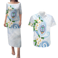 Guam Chamorro Couples Matching Puletasi and Hawaiian Shirt Guasali Flowers Curves Style