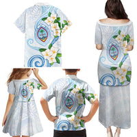 Guam Chamorro Family Matching Puletasi and Hawaiian Shirt Guasali Flowers Curves Style