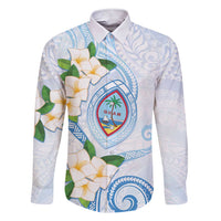 Guam Chamorro Family Matching Short Sleeve Bodycon Dress and Hawaiian Shirt Guasali Flowers Curves Style LT05 Dad's Shirt - Long Sleeve Blue - Polynesian Pride