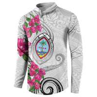 Guam Chamorro Button Sweatshirt Curves Polynesian Tattoo Mix Bougainvillea