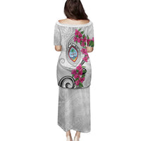 Guam Chamorro Family Matching Puletasi and Hawaiian Shirt Curves Polynesian Tattoo Mix Bougainvillea LT05 - Polynesian Pride