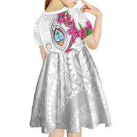 Guam Chamorro Kid Short Sleeve Dress Curves Polynesian Tattoo Mix Bougainvillea LT05 - Polynesian Pride