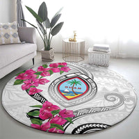 Guam Chamorro Round Carpet Curves Polynesian Tattoo Mix Bougainvillea LT05 - Polynesian Pride