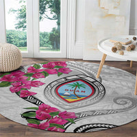 Guam Chamorro Round Carpet Curves Polynesian Tattoo Mix Bougainvillea LT05 - Polynesian Pride