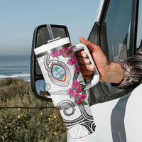 Guam Chamorro Tumbler With Handle Curves Polynesian Tattoo Mix Bougainvillea