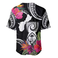 Hafa Adai Guam Baseball Jersey Polynesian Tattoo Tropical Flowers
