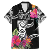 Hafa Adai Guam Family Matching Mermaid Dress and Hawaiian Shirt Polynesian Tattoo Tropical Flowers LT05 Dad's Shirt - Short Sleeve Black - Polynesian Pride