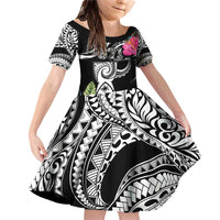 Hafa Adai Guam Family Matching Off Shoulder Short Dress and Hawaiian Shirt Polynesian Tattoo Tropical Flowers