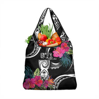 Hafa Adai Guam Grocery Bag Polynesian Tattoo Tropical Flowers