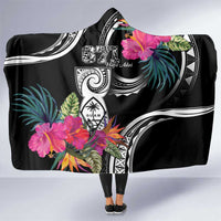 Hafa Adai Guam Hooded Blanket Polynesian Tattoo Tropical Flowers
