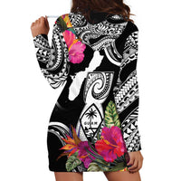 Hafa Adai Guam Hoodie Dress Polynesian Tattoo Tropical Flowers LT05 - Polynesian Pride