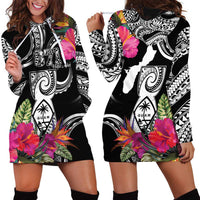 Hafa Adai Guam Hoodie Dress Polynesian Tattoo Tropical Flowers LT05 - Polynesian Pride