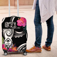 Hafa Adai Guam Luggage Cover Polynesian Tattoo Tropical Flowers