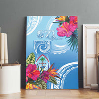 Hafa Adai Guam Canvas Wall Art Tropical Flowers Blue Gradient LT05 - Polynesian Pride