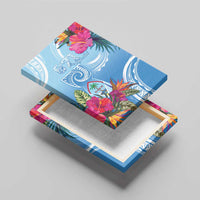 Hafa Adai Guam Canvas Wall Art Tropical Flowers Blue Gradient LT05 - Polynesian Pride