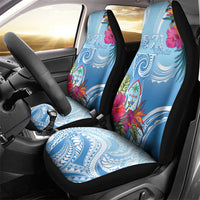 Hafa Adai Guam Car Seat Cover Tropical Flowers Blue Gradient LT05 - Polynesian Pride