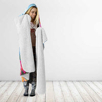 Hafa Adai Guam Hooded Blanket Tropical Flowers Blue Gradient