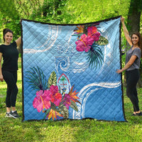 Hafa Adai Guam Quilt Tropical Flowers Blue Gradient LT05 - Polynesian Pride