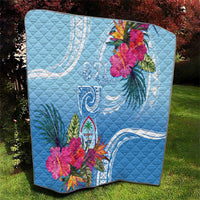 Hafa Adai Guam Quilt Tropical Flowers Blue Gradient LT05 - Polynesian Pride