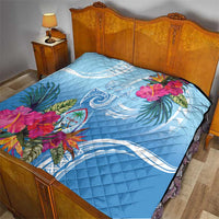 Hafa Adai Guam Quilt Tropical Flowers Blue Gradient LT05 - Polynesian Pride