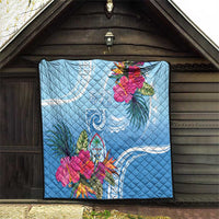 Hafa Adai Guam Quilt Tropical Flowers Blue Gradient LT05 - Polynesian Pride