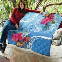Hafa Adai Guam Quilt Tropical Flowers Blue Gradient LT05 - Polynesian Pride