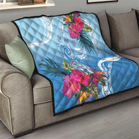 Hafa Adai Guam Quilt Tropical Flowers Blue Gradient LT05 - Polynesian Pride