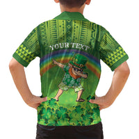 Personalised Hawaii Saint Patrick's Day Family Matching Long Sleeve Bodycon Dress and Hawaiian Shirt Let's Get Fit Shaced LT05 - Polynesian Pride