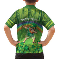Personalised Hawaii Saint Patrick's Day Family Matching Short Sleeve Bodycon Dress and Hawaiian Shirt Let's Get Fit Shaced LT05 - Polynesian Pride