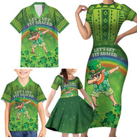 Personalised Hawaii Saint Patrick's Day Family Matching Short Sleeve Bodycon Dress and Hawaiian Shirt Let's Get Fit Shaced LT05 - Polynesian Pride