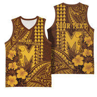 Personalised Hawaii Mililani High School Basketball Jersey Tribal Tattoo With Hibiscus Flowers