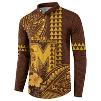 Personalised Hawaii Mililani High School Button Sweatshirt Tribal Tattoo With Hibiscus Flowers