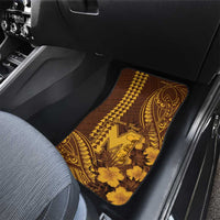 Personalised Hawaii Mililani High School Car Mats Tribal Tattoo With Hibiscus Flowers