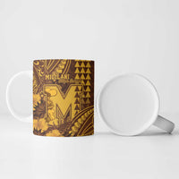 Personalised Hawaii Mililani High School Ceramic Mug Tribal Tattoo With Hibiscus Flowers