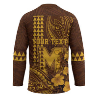 Personalised Hawaii Mililani High School Hockey Jersey Tribal Tattoo With Hibiscus Flowers