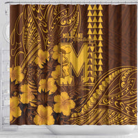 Hawaii Mililani High School Shower Curtain Tribal Tattoo With Hibiscus Flowers