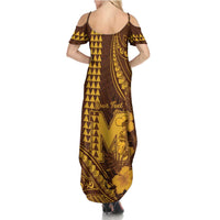 Personalised Hawaii Mililani High School Summer Maxi Dress Tribal Tattoo With Hibiscus Flowers