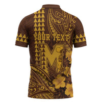 Personalised Hawaii Mililani High School Zipper Polo Shirt Tribal Tattoo With Hibiscus Flowers
