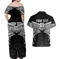 Custom New Zealand Cricket Couples Matching Off Shoulder Maxi Dress and Hawaiian Shirt Go Champions World Cup 2024 With Maori Pattern